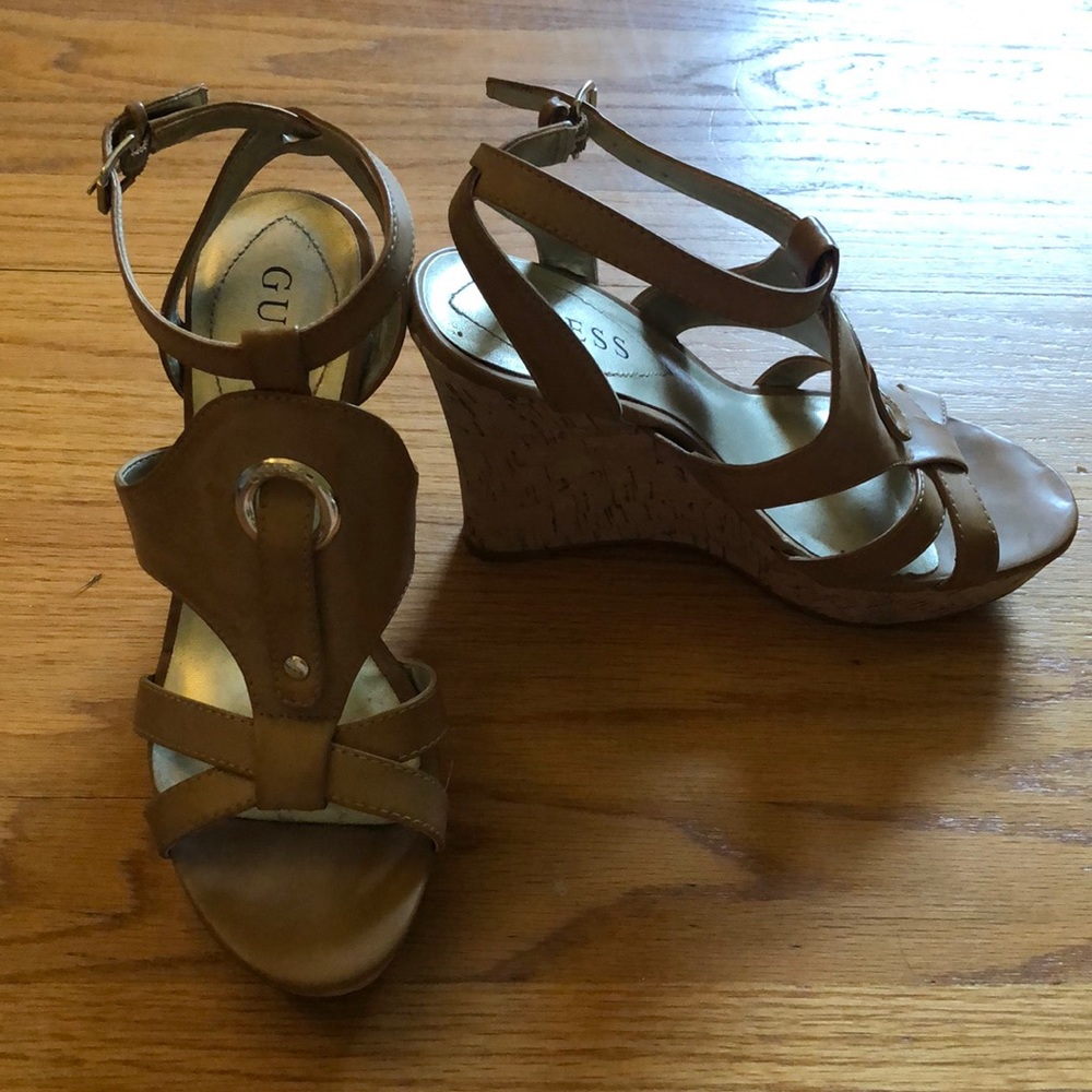 Tan Strappy Wedge